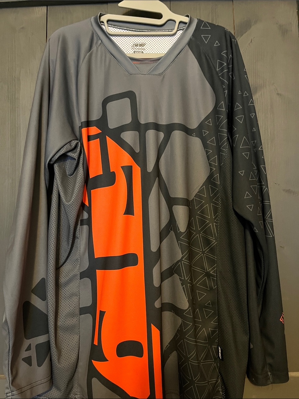 Men's Gray and Orange Performance Long-Sleeve Shirt